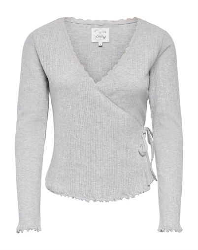 Only - ONLVips Wrap Cardigan - Light Grey Melange